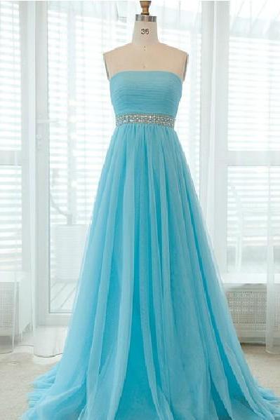 Elegant Handmade Simple Blue Prom Dress, Blue Prom Dress 2018, Prom Gowns, Evening Gowns