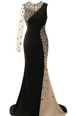 Vestido De Festa 2018 Modern One Sleeve Evening Dress wth Stones Floor Length O-neck Mermaid Prom Dress