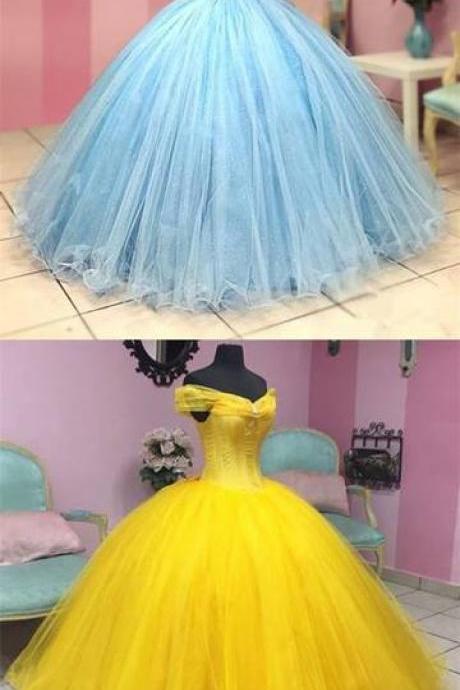 Cinderella Corset Prom Dress Ball Gown Girls Sweet 16 Debutante Gown Birthday Prom Dresses Quinceanera Dress