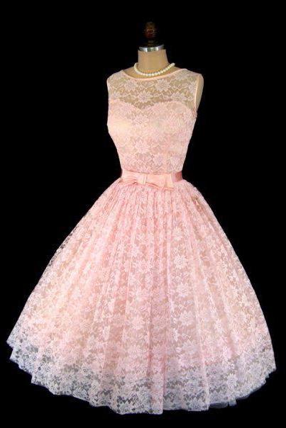 1950S A Line Vintage Pink Lace Prom Dresses Sleeveless Mini Short Homecoming Dress Party Dress Cocktail Gowns Vestidos