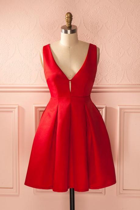 1950S Vintage Prom Dress, Red Prom Gowns, Mini Short Homecoming Dress