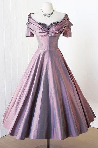 1950S Vintage Prom Dress, Light Purple Prom Gown