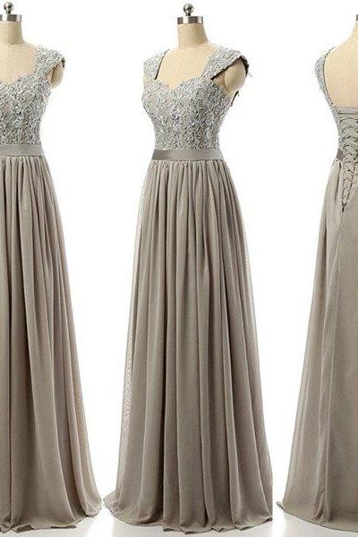 Grey bridesmaid dress,long bridesmaid dress,lace up bridesmaid dress,cheap bridesmaid dresse