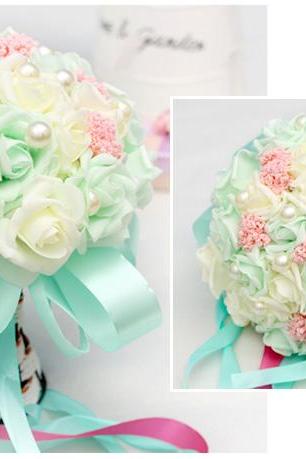 Arrival Wedding Bouquet Handmade Flowers Mint And Ivory Bridal Bouquet Wedding Bouquets