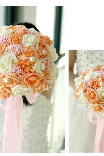 New Arrival Wedding Bouquet Handmade Flowers Orange and Ivory Bridal Bouquet Wedding bouquets