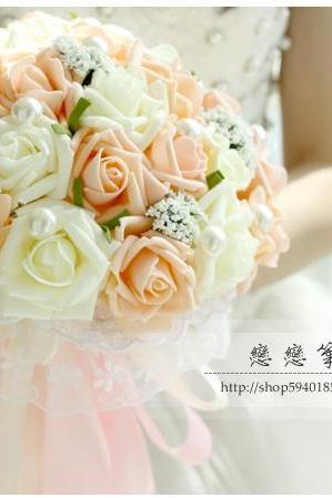 New Arrival Wedding Bouquet Handmade Flowers Light Orange and Ivory Bridal Bouquet Wedding bouquets