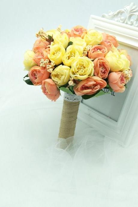 New Arrival Wedding Bouquet Handmade Flowers Yellow Peony Bridal Bouquet Wedding bouquets
