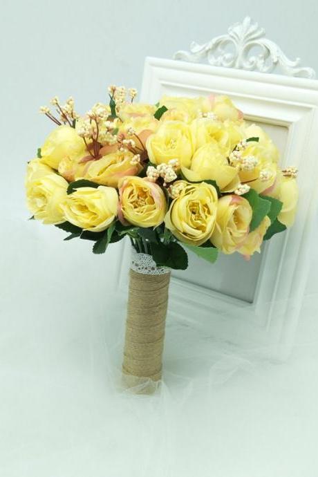 New Arrival Wedding Bouquet Handmade Flowers Yellow Bridal Bouquet Wedding bouquets