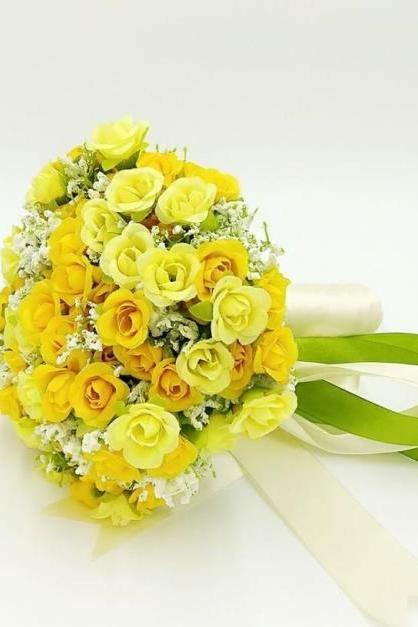 New Arrival Wedding Bouquet Handmade Flowers Yellow Bridal Bouquet Wedding bouquets