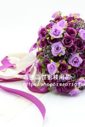 New Arrival Wedding Bouquet Handmade Flowers Purple Bridal Bouquet Wedding bouquets