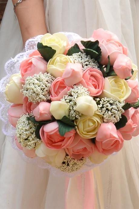 New Arrival Wedding Bouquet Handmade Flowers Pink and Ivory Peony Bridal Bouquet Wedding bouquets