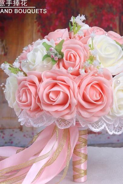 New Arrival Wedding Bouquet Handmade Flowers Light Pink Rose Bridal Bouquet Wedding bouquets