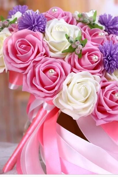 New Arrival Wedding Bouquet Handmade Flowers Pink and Ivory Rose Bridal Bouquet Wedding bouquets