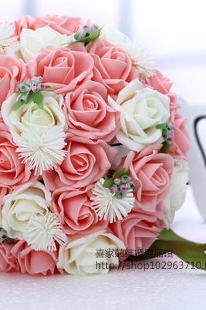 Arrival Wedding Bouquet Handmade Flowers Pink And White Rose Bridal Bouquet Wedding Bouquets