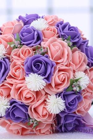 New Arrival Wedding Bouquet Handmade Flowers Pink and Purple and White Bridal Bouquet Wedding bouquets