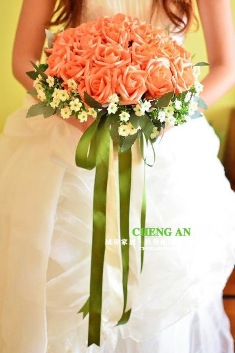 New Arrival Wedding Bouquet Handmade Flowers Light Orange Bridal Bouquet Wedding bouquets