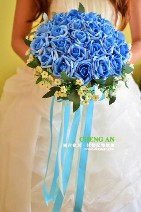 New Arrival Wedding Bouquet Handmade Flowers Blue Rose Bridal Bouquet Wedding bouquets