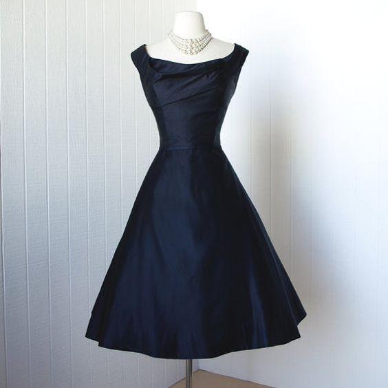1950S Vintage Prom Dress, Navy Blue Prom Gowns, Mini Short Homecoming ...