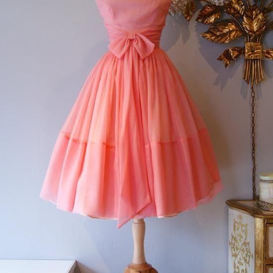 1950S Vintage Prom Dress, Coral Prom Gown, Mini Short Homecoming Dress ...